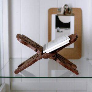 Vintage Hand Carved Wood Book Holder